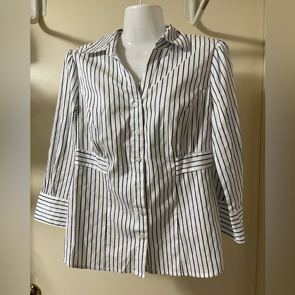 Willi Smith Navy and White Striped Shirt